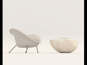 Modern Coffee Table and Armchair 4 Modelo 3D