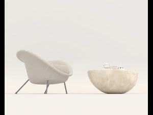 Modern Coffee Table and Armchair 4 3D Model