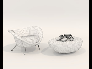 Modern Coffee Table and Armchair 4 Modelo 3D