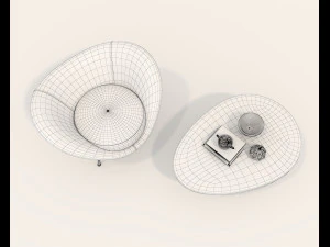 Modern Coffee Table and Armchair 4 3D Model