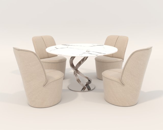 Contemporary Style Table and Chairs 11 3D 模型 .c4d .max .obj .3ds .fbx .stl .blend 