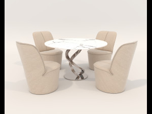 Contemporary Style Table and Chairs 11 3D Model