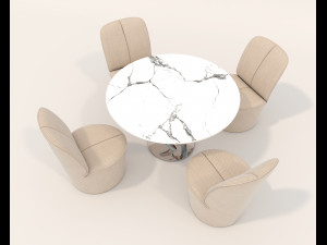 Contemporary Style Table and Chairs 11 3D 模型