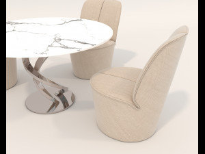 Contemporary Style Table and Chairs 11 3D 模型