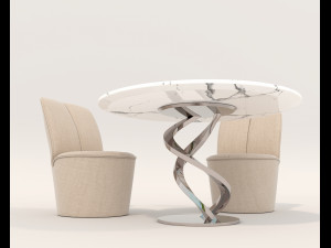 Contemporary Style Table and Chairs 11 3D 模型