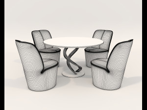 Contemporary Style Table and Chairs 11 3D 模型