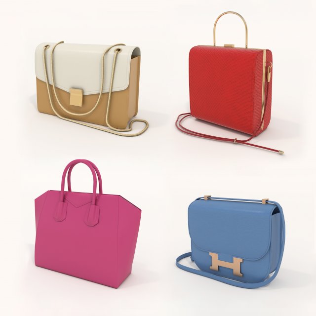 Fashion Women Handbags 2 3D Модель .c4d .max .obj .3ds .fbx .stl .blend 