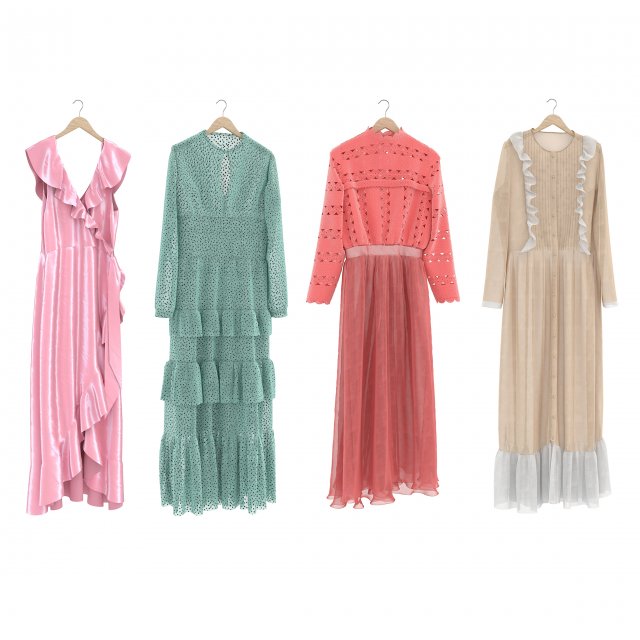 Dress on Hanger 9 3D 모델 .c4d .max .obj .3ds .fbx .stl .blend 