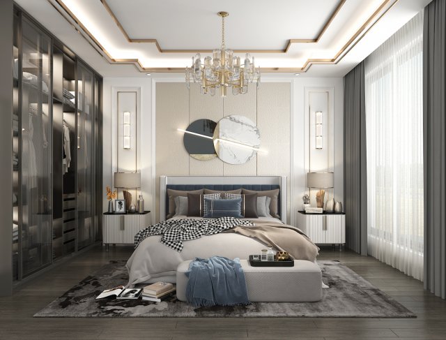 Luxury Bedroom Interior Scene 2 3D मॉडल .c4d .max .obj .3ds .fbx .stl .blend 