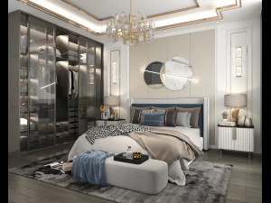 Luxury Bedroom Interior Scene 2 3D Model
