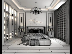 Luxury Bedroom Interior Scene 2 3D Model
