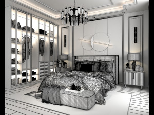 Luxury Bedroom Interior Scene 2 3D मॉडल
