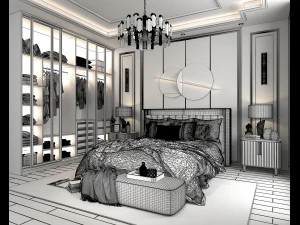 Luxury Bedroom Interior Scene 2 3D Model