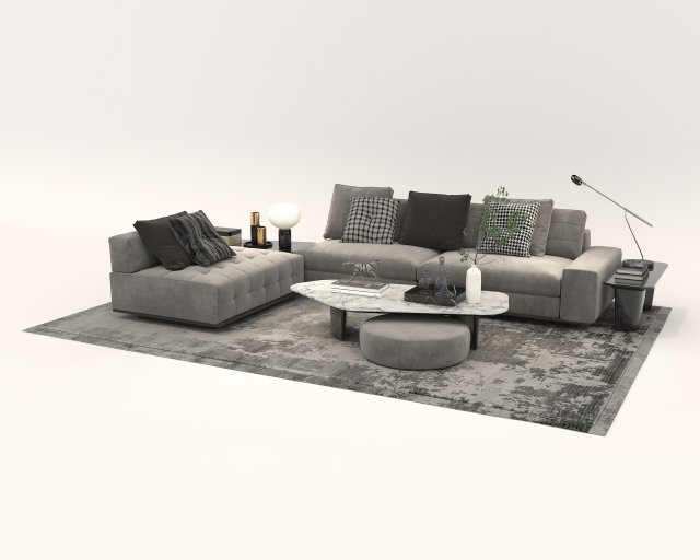 Modern Sofa and Coffee Table 2 3D Model .c4d .max .obj .3ds .fbx .stl .blend