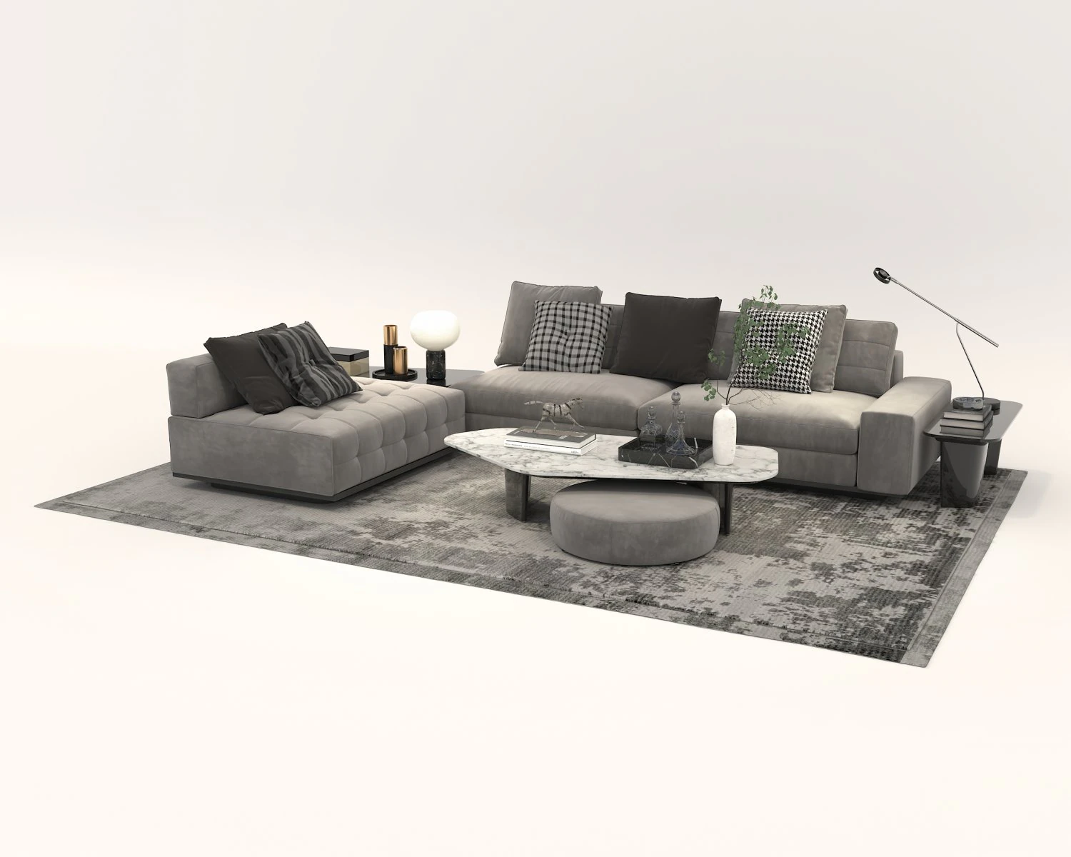 Modern Sofa and Coffee Table 2 3D Model .c4d .max .obj .3ds .fbx .stl .blend 