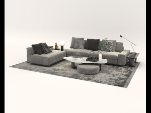 Modern Sofa and Coffee Table 2 3D Model
