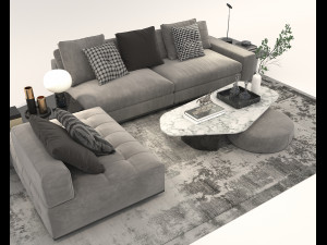 Modern Sofa and Coffee Table 2 3D Model