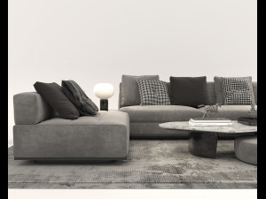 Modern Sofa and Coffee Table 2 3D Model