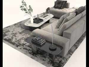 Modern Sofa and Coffee Table 2 3D Model