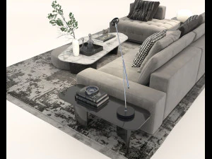 Modern Sofa and Coffee Table 2 3D Model