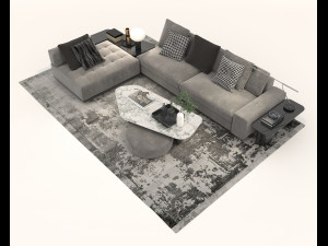 Modern Sofa and Coffee Table 2 3D Model