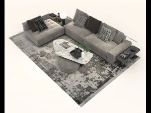Modern Sofa and Coffee Table 2 3D Model