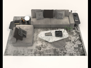 Modern Sofa and Coffee Table 2 3D Model