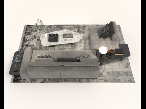 Modern Sofa and Coffee Table 2 3D Model