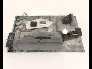 Modern Sofa and Coffee Table 2 3D Model