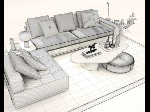 Modern Sofa and Coffee Table 2 3D Model