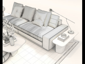 Modern Sofa and Coffee Table 2 3D Model