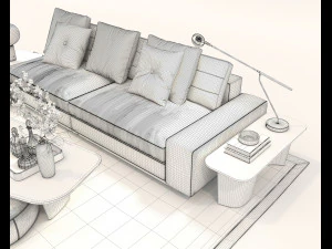 Modern Sofa and Coffee Table 2 3D Model