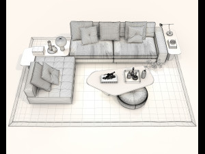 Modern Sofa and Coffee Table 2 3D Model