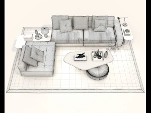 Modern Sofa and Coffee Table 2 3D Model