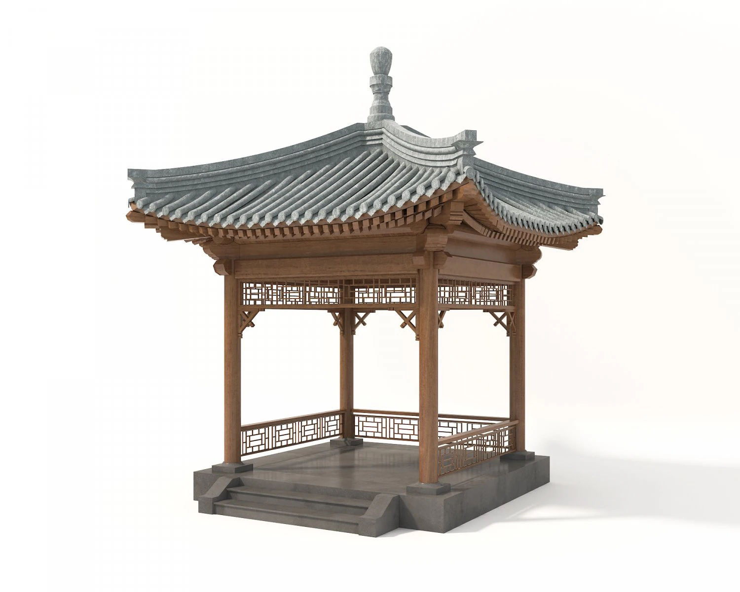 Chinese Wood Gazebo 2 3D Model .c4d .max .obj .3ds .fbx .stl .blend 