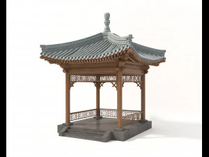 Cenador Chino de Madera 2 Modelo 3D