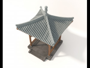 Chinese Wood Gazebo 2 3D Model