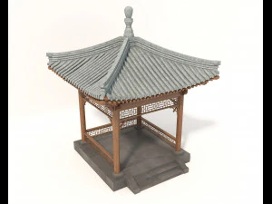 Chinese Wood Gazebo 2 3D Model