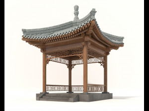 Chinese Wood Gazebo 2 3D Model