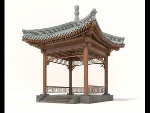 Chinese Wood Gazebo 2 3D Model