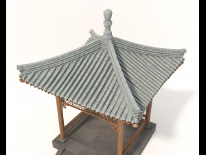 Chinese Wood Gazebo 2 3D Model