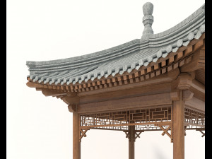 Chinese Wood Gazebo 2 3D Model