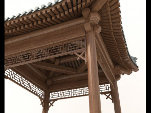 Chinese Wood Gazebo 2 3D Model