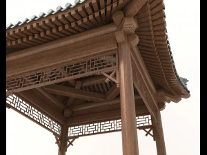 Chinese Wood Gazebo 2 3D Model