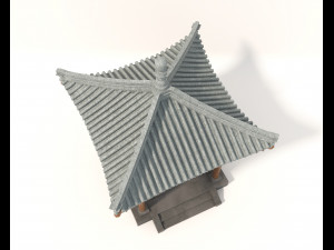 Chinese Wood Gazebo 2 3D Model