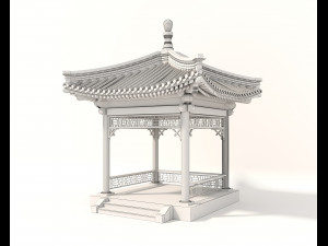 Chinese Wood Gazebo 2 3D Model