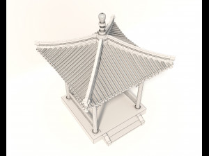 Chinese Wood Gazebo 2 3D Model