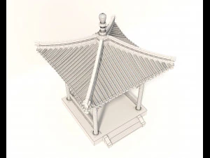 Chinese Wood Gazebo 2 3D Model
