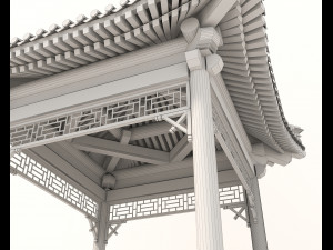 Chinese Wood Gazebo 2 3D Model