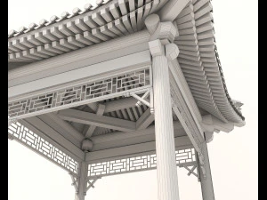 Chinese Wood Gazebo 2 3D Model